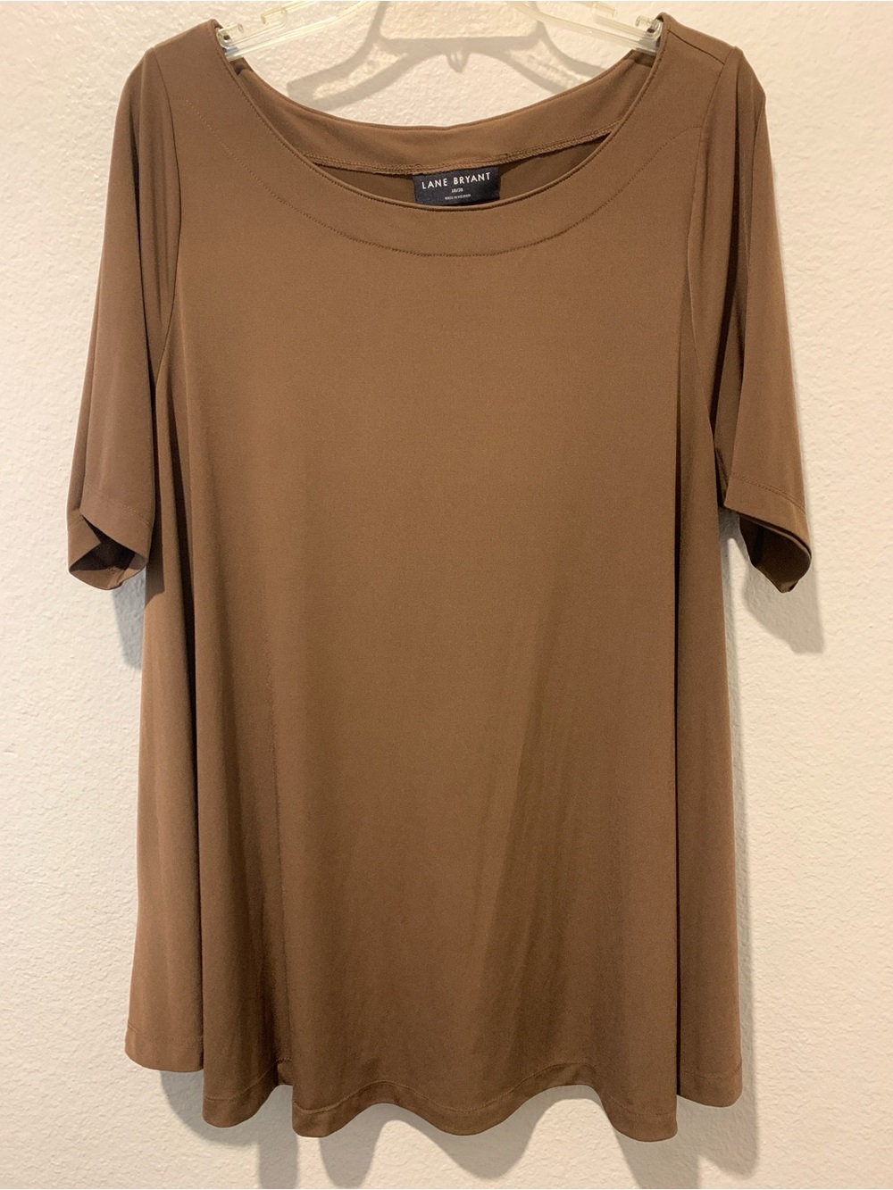Lane Bryant Warm Taupe Scoop Neck Short Sleeve Top